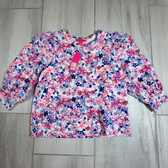 Lilly Pulitzer Tops - Lilly Pulitzer Corden Sweatshirt Party Like a Lobstar Floral Puff Sleeve Medium